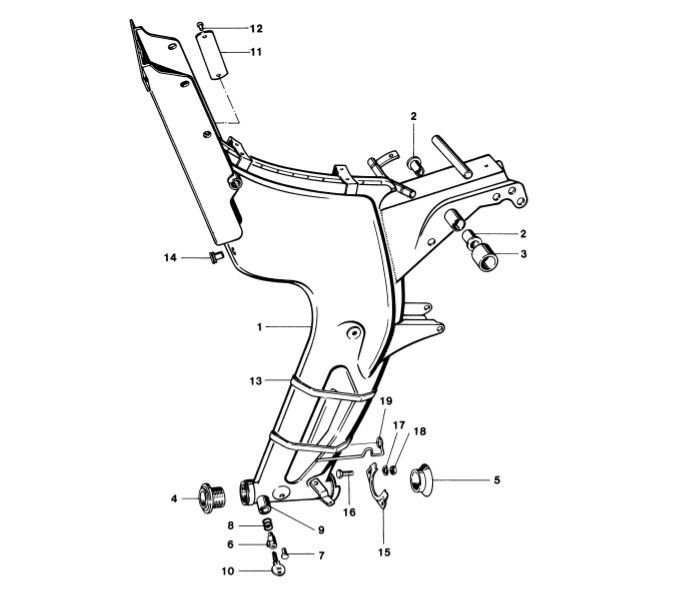 Technical drawings for Kreidler frame part