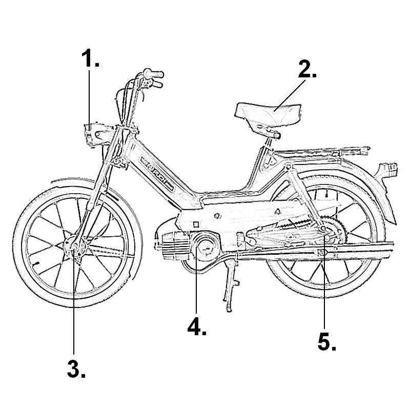 Parts on drawing Puch mopeds