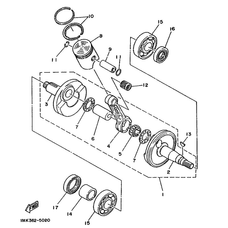 Exploded view drawings | Crankshaft Yamaha DT50MX - JMPB Parts