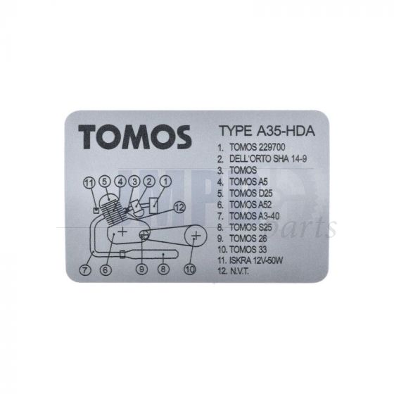 Model Identification Sticker Tomos A35