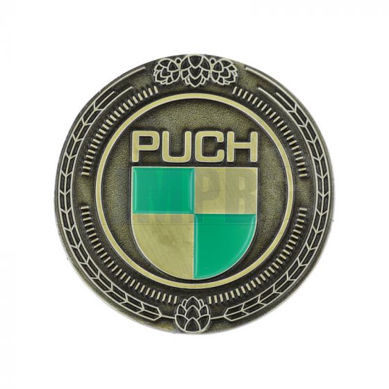 Emblem Sticker Puch Logo Metal Gold/Green 47MM