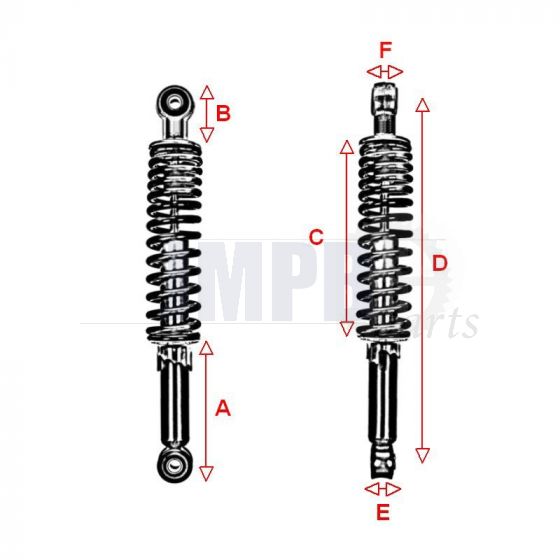 Shock absorbers Chrome 300MM Tomos A3/A35