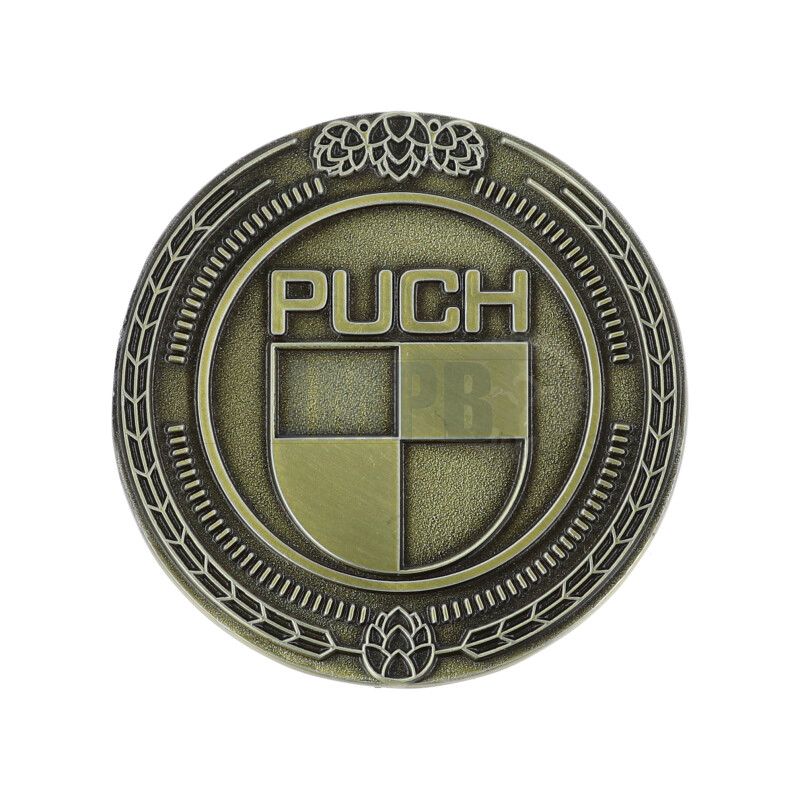 Emblem Sticker Puch Logo Metal Gold 47MM - JMPB Parts