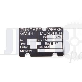 Type plate Engine Zundapp 1970