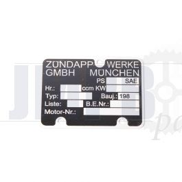 Type plate Engine Zundapp 1980