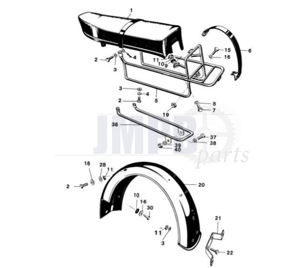 Buddyseat / Rear Fender Kreidler RS