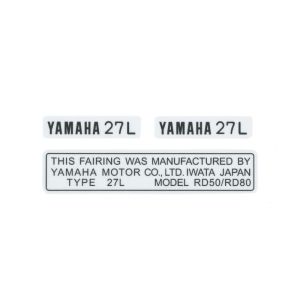 Model Identification Sticker 27L Yamaha RD