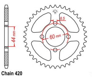 Rear sprocket Small hole Yamaha 47 Teeth