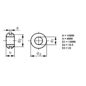 Grommet Black 10 X 19.5MM
