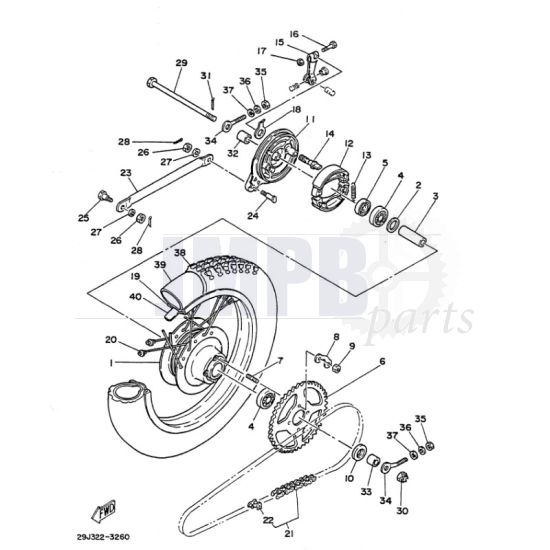 Rear wheel Yamaha DT50MX