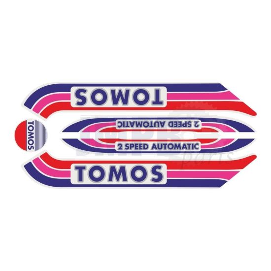 Stickerset Tomos A3 Old Model Red/Purple/Blue