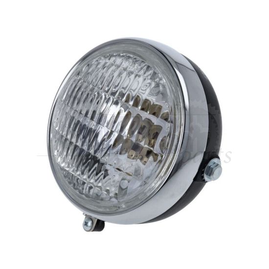 Headlight Round Black/Chrome 125MM