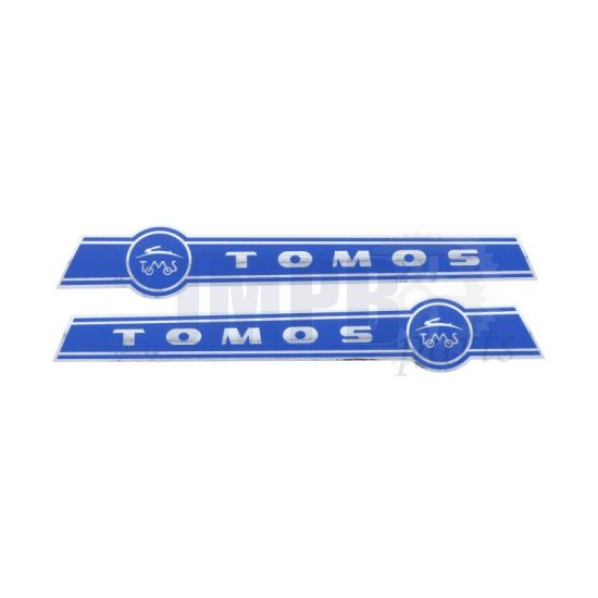 Stickerset Tomos Chrome/Blue 210X35MM