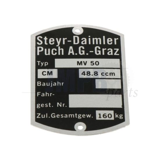 Type plate Puch MV50