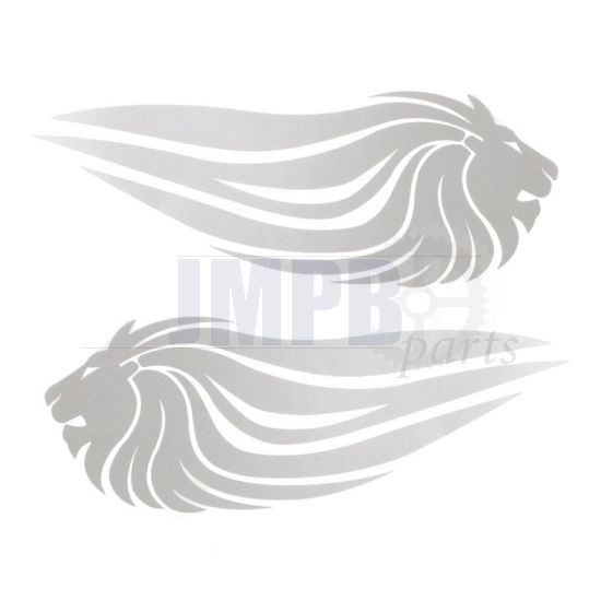 Stickerset Lions head Silver 154X292MM