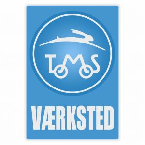 Vaerksted Sticker Tomos Blue Danish