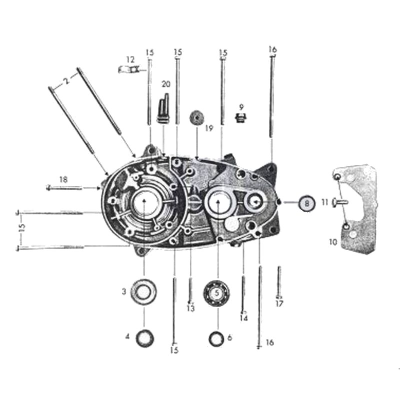 Exploded view zundapp 517 C50 Carter Left JMPB Parts