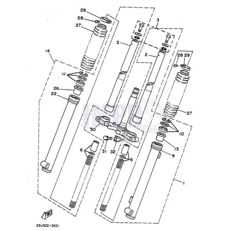 Exploded view drawings front fork l Yamaha DT50MX - JMPB Parts