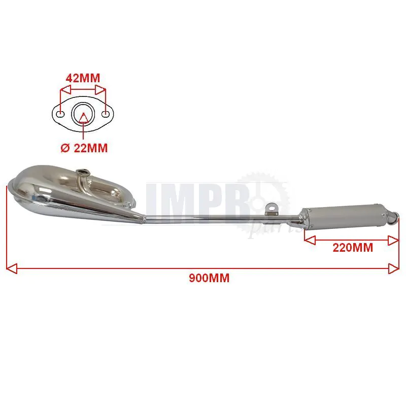 mucchi Exhaust Puch Maxi Tecno Circuit Chrome - JMPB Parts