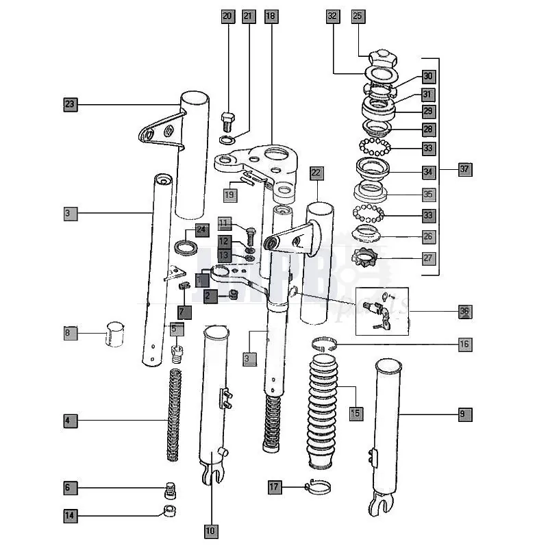 Front fork Tomos older models | Technical drawings - JMPB Parts