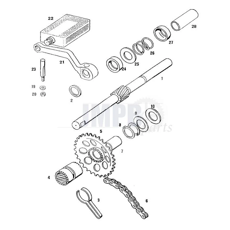 Exploded drawing crankshaft Tomos Standard - JMPB Parts
