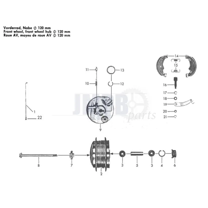 Front Wheel hub Zundapp 517 - JMPB Parts