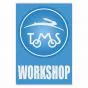 Workshop Sticker Tomos Blue English