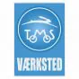 Vaerksted Sticker Tomos Blue Danish
