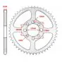Rear sprocket Suzuki TSX / Kawasaki AR 54 Teeth