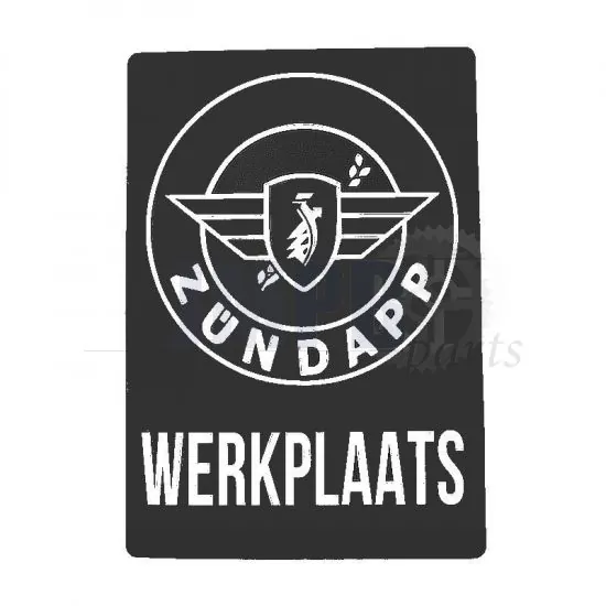 Sticker Zundapp "Werkplaats" Black A4