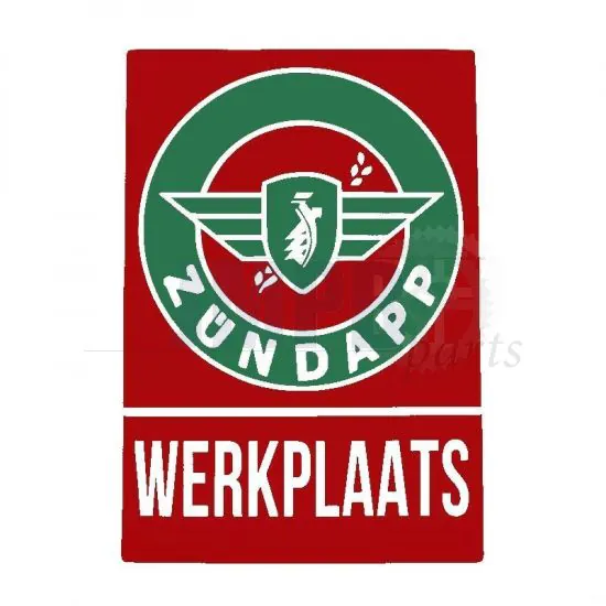 Sticker Zundapp "Werkplaats" Red/Green A4