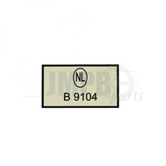NL Approval Sticker B| Dutch only