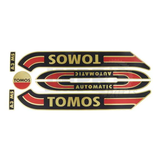 Stickerset Tomos A3 Old Model Gold/Red