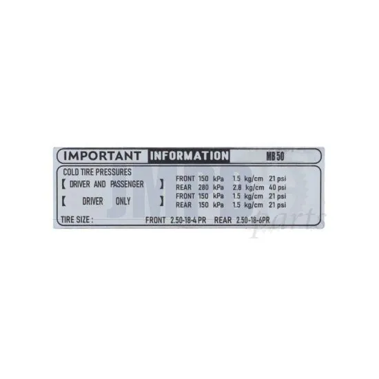 Sticker Information Honda MB50 Chrome