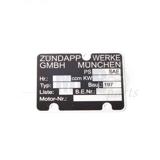 Type plate Engine Zundapp 1970