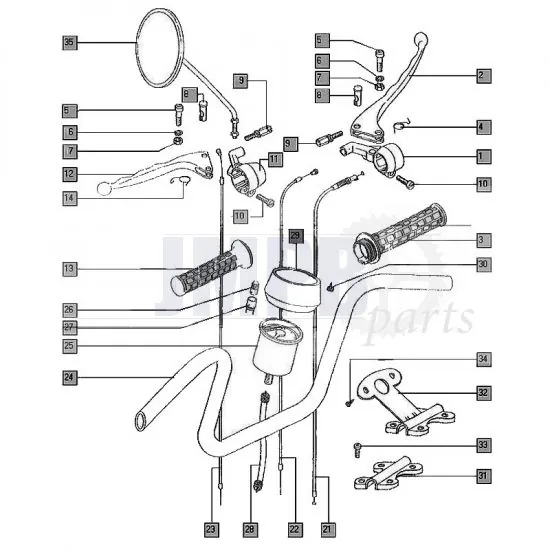 Handlebar / Brake handles Tomos Flexer until 2006