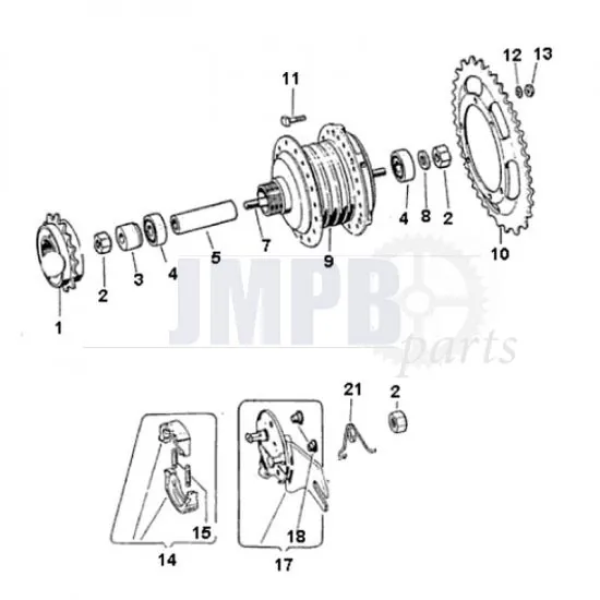 Rear hub Puch Maxi